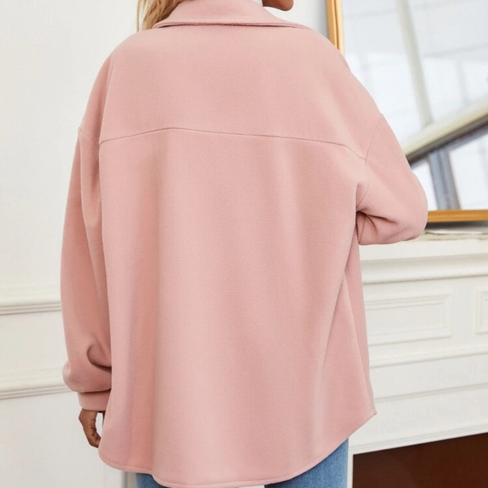 Button up boyfriend shacket jacket blush pink - Picture 3 of 3